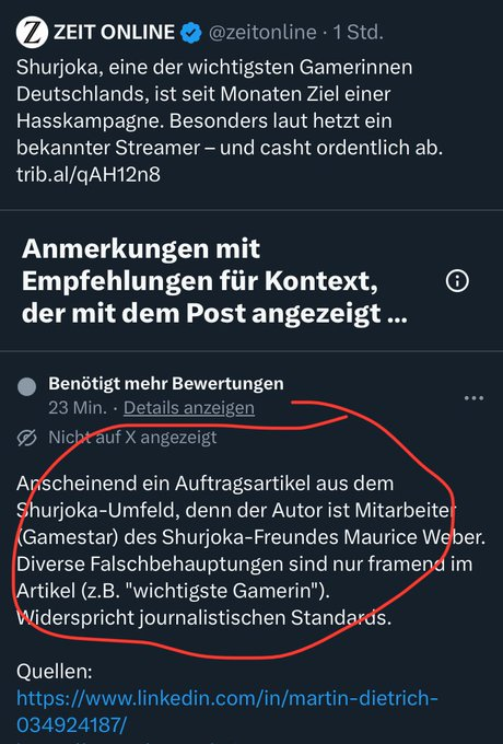 CptBucklew's tweet photo. Die Shurjoka Hatebubble versucht jetzt per CommunityNote das gleiche Framing wie bei #GamerGate zu setzen - der Autor würde irgendwen kennen, der wiederum Shurjoka kennt und damit soll es eine "Auftragsarbeit" sein und kein Journalismus.

#KeinKommentar https://t.co/uvz6BxOwRx