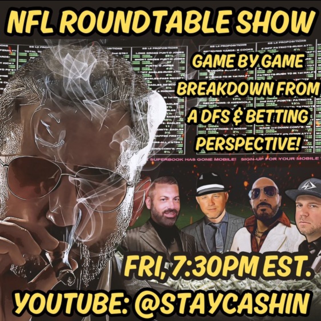 Stay Cashin' 💰 (FREE BETS) (@staycashinshow) on Twitter photo 🚨NFL ROUNDTABLE @ 7:30pm EST on YouTube🚨
Join <a href="/TommygWinsAgain/">Tommy G</a> <a href="/AMAFightClub/">Mike Constantino</a> <a href="/TRMP31/">Trevor Marcotte</a> <a href="/JerryDurghalli/">Jerry Durghalli</a> & <a href="/Zab910/">Zab</a> for the #Week4 #NFL #DFS & #SportsGambling Roundtable discussion breaking down every game on this Sunday slate
👇👇👇JOIN & SUBSCRIBE 👇👇👇
m.youtube.com/playlist?list=… 🚨NFL ROUNDTABLE @ 7:30pm EST on YouTube🚨
Join <a href="/TommygWinsAgain/">Tommy G</a> <a href="/AMAFightClub/">Mike Constantino</a> <a href="/TRMP31/">Trevor Marcotte</a> <a href="/JerryDurghalli/">Jerry Durghalli</a> & <a href="/Zab910/">Zab</a> for the #Week4 #NFL #DFS & #SportsGambling Roundtable discussion breaking down every game on this Sunday slate
👇👇👇JOIN & SUBSCRIBE 👇👇👇
m.youtube.com/playlist?list=…