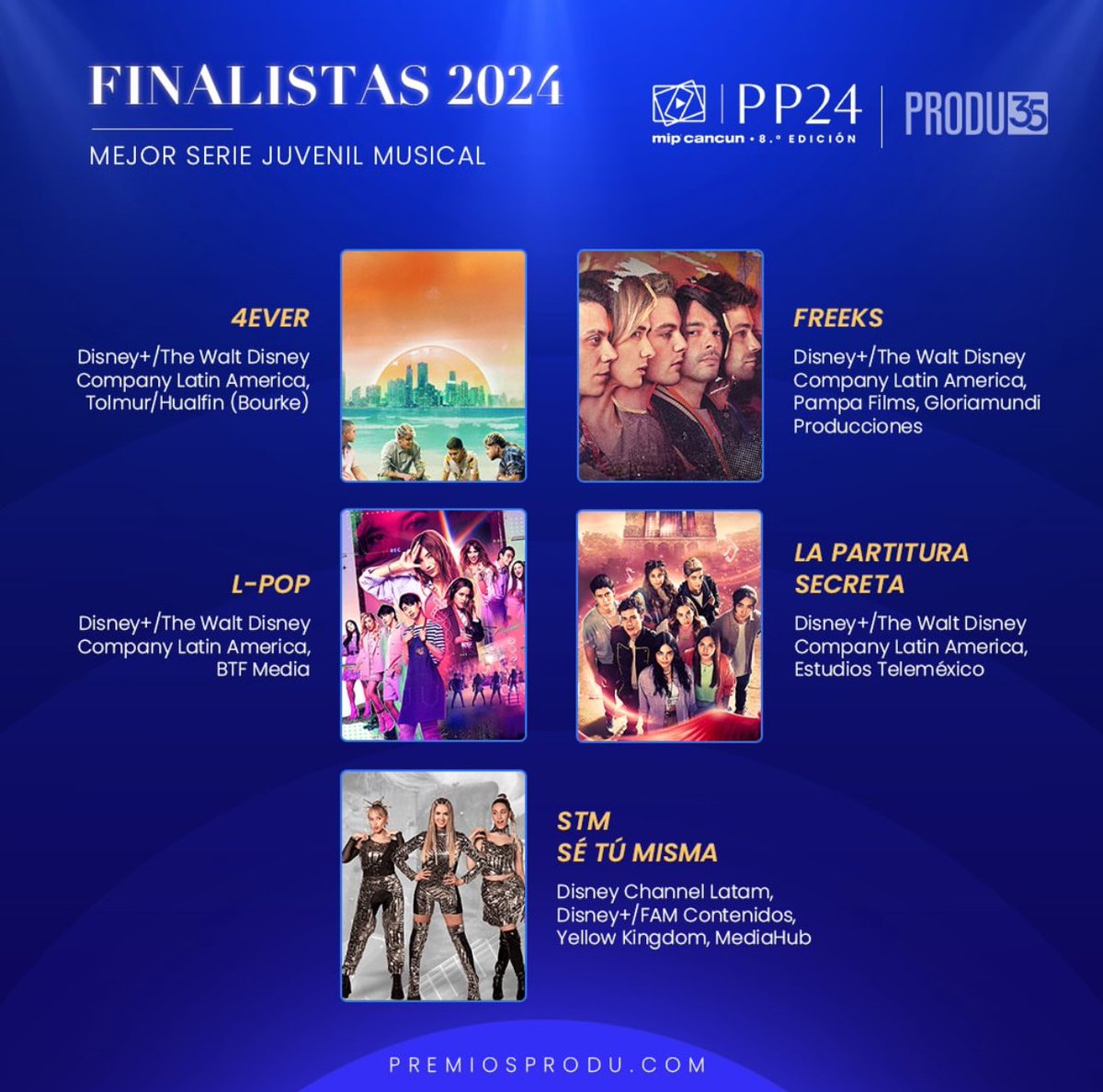 🏅|| NOMINACIÓN!!

La mini serie “4EVER” está entre los finalistas del Premio Produ 2024 bajo la categoría de “Mejor Serie Juvenil Musical” 👀✨

— En estos premios habrá un jurado que votará (no son fans)

<a href="/ErickBrianColon/">Erick Brian</a> <a href="/zabdiel1344/">Zabdiel De Jesús</a> @yoitsrich22 <a href="/christophervele/">Christopher Velez 🔺</a>