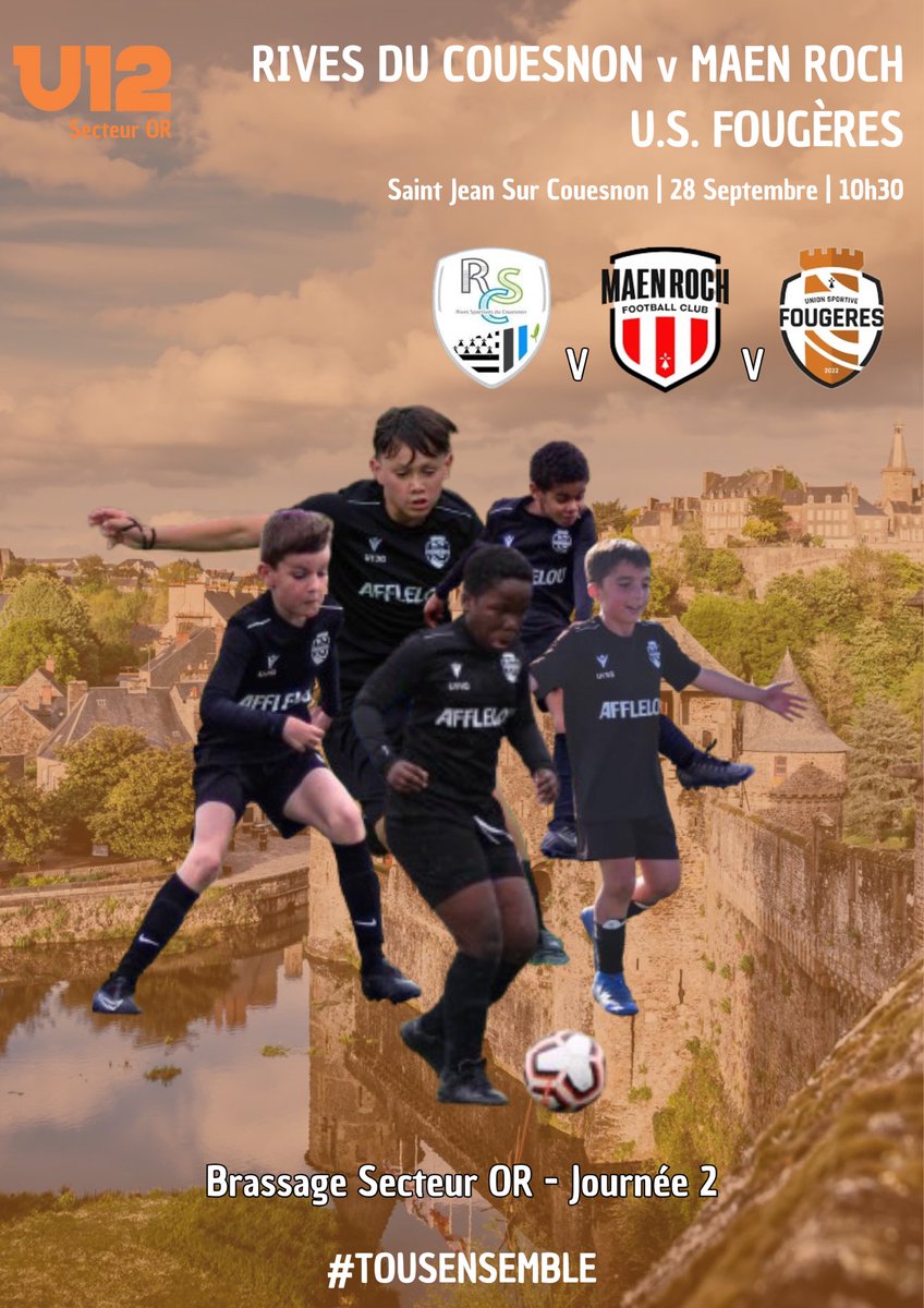 [#MATCHDAY]

Brassage Secteur OR - U12
2ème journée

🆚 Rives du Couesnon A v Maen Roch B
🕜 10h30
🏟️ Saint Jean sur Couesnon

#TOUSENSEMBLE 🟠⚫️