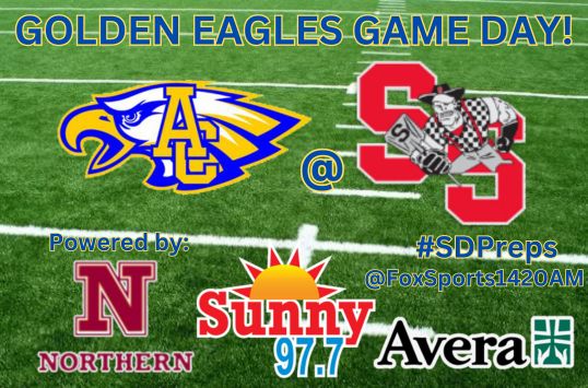 It's Aberdeen Central High School Football game day! 🏈
<a href="/acgefootball/">AC Golden Eagles FB</a> vs. <a href="/SturgisSDFB/">Sturgis Scooper Football</a>
📻ow.ly/wCN750ST8GL
📹ow.ly/XBwC50ST8GK
🎙️@The_Cobra66