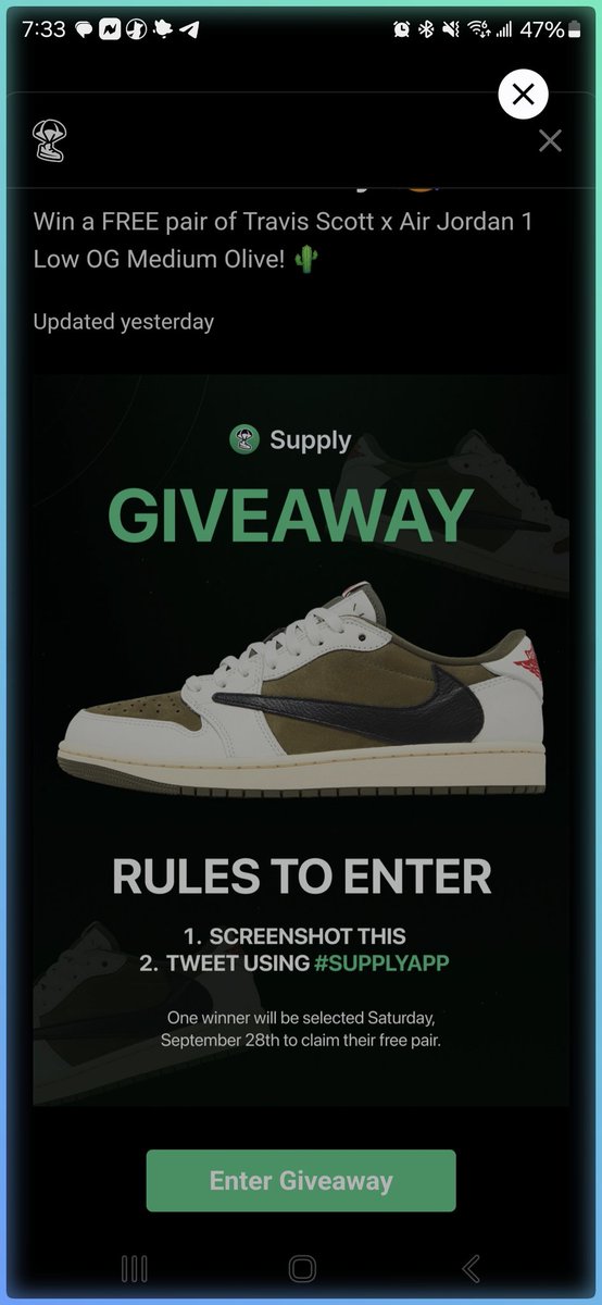 KingofBrooklyn's tweet photo. I just entered the #SupplyApp Travis Scott Giveaway! Download the app to enter: https://t.co/gdl5xSIqLQ https://t.co/JNs9DBN63j
