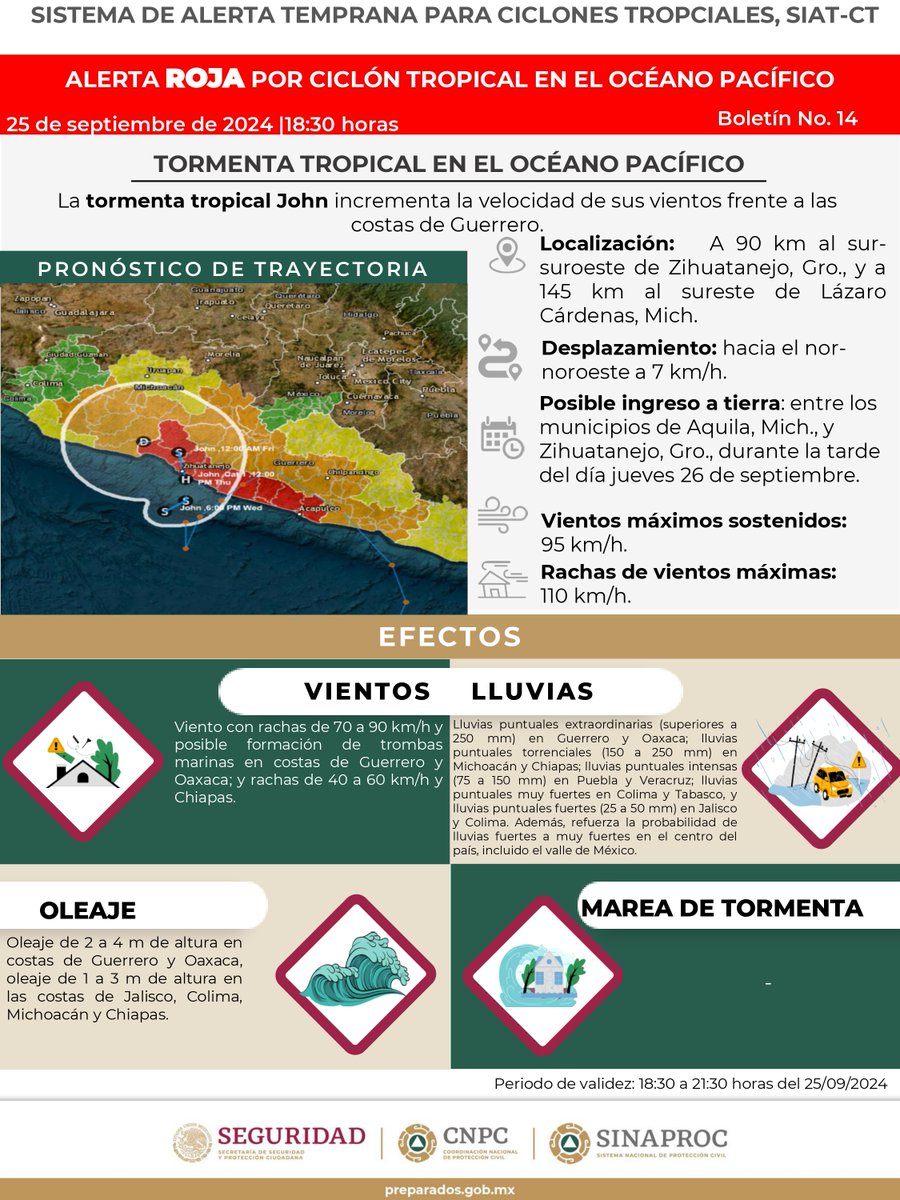 UIEMOficial's tweet image. #FamiliaUIEM
Conforme a los pronósticos del Servicio Meteorológico Nacional, se ha emitido una alerta roja por ciclón tropical. Es crucial seguir las recomendaciones de las autoridades locales y adoptar las medidas de seguridad necesarias. 
#SomosUIEM