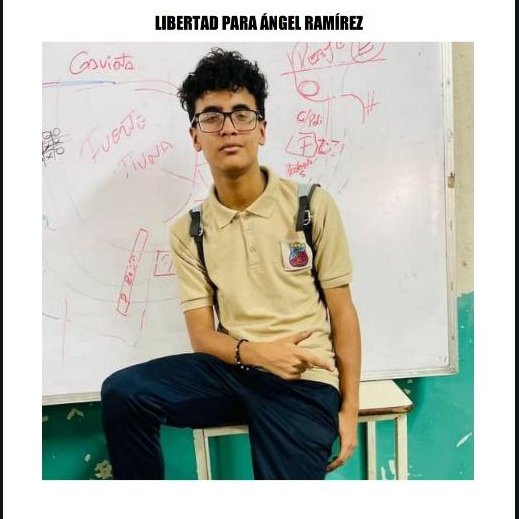 Ángel tiene 16 años de edad, es estudiante de 6to año en la Escuela Técnica Robinsoniana Juan España de la parroquia El Valle. Ángel fue detenido el 31 de julio a las 10 de la mañana en su casa sin orden de detención #NoSonTerroristas
