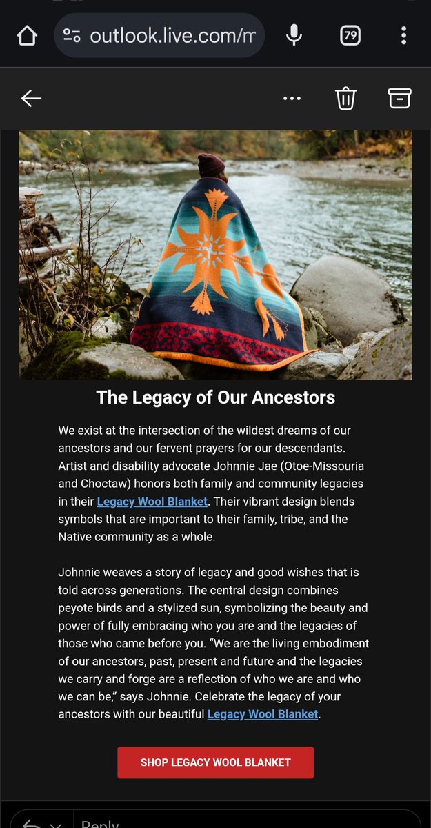 One of the best emails I've gotten! Def want to be able to get one of these at some point. I was gifted the <a href="/8thgen/">Eighth Generation</a> SIHB blanket by a loved one b/c my grandma was friends w/ Bernie Whitebear &amp; helped fundraising to start SIHB. Superb quality! You NEED a <a href="/johnniejae/">Johnnie Jae aka The Burnt Ball of Fury</a> blanket!