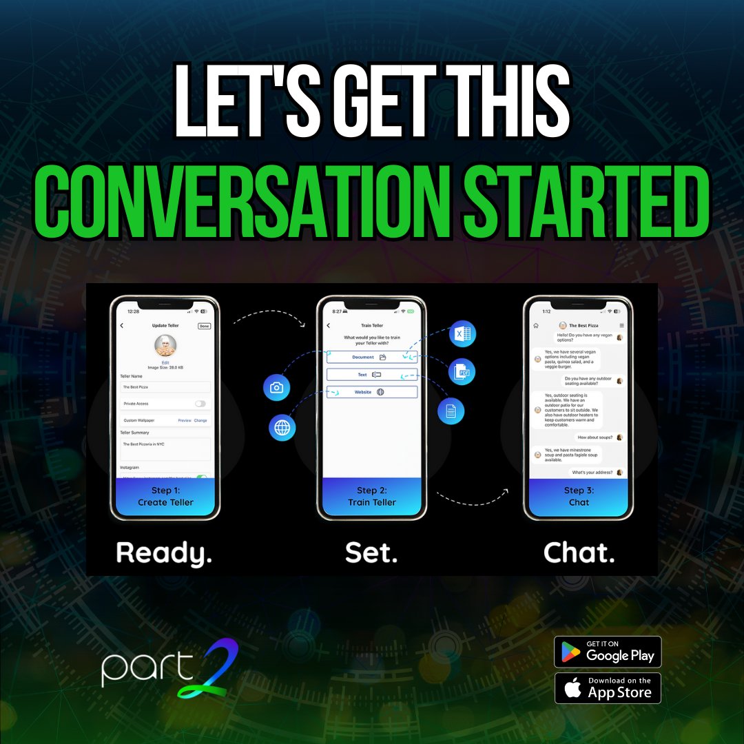 part2chat's tweet image. Let&apos;s get this conversation started with Part2AI! Whether you&apos;re looking for instant answers or personalized chats, our AI bots are ready to assist. 

Download App Now -&amp;gt; part2ai.com

#Part2AI 
#PersonalizedAssistance 
#SmartChats
#iphoneapp #iphone15 #iphone