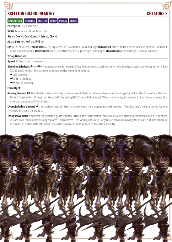 Ever wonder what happens if a troop in #pathfinder2e ever expanded beyond just 16 units?!

A necromancer had a little too much fun creating some friends, he created 25 skeletons to guard him!

This is a fun way of keeping an enemy around for longer!

I'll be making more!