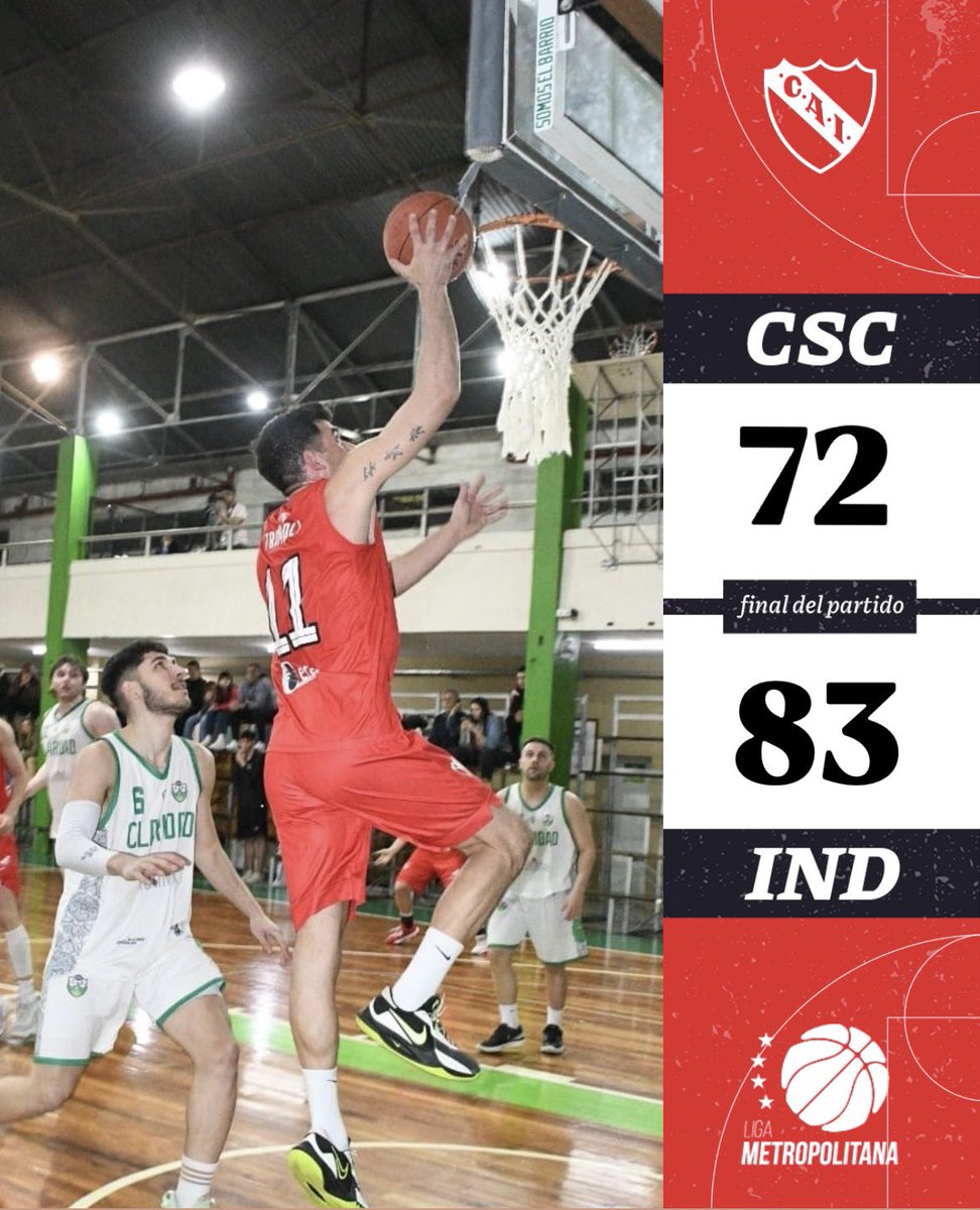 GANÓ INDEPENDIENTE👺🏀 los rojos vencieron a Claridad 83-72, en condición de visitante por la fecha 12 de la Liga Metropolitana.