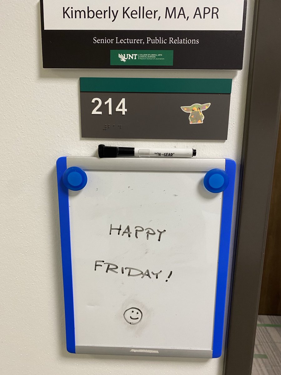 This made me very happy. I start all of my classes with “Happy (day of the week)” Someone left this message for me today on my office door. I don’t know who did this, but I really appreciate it!