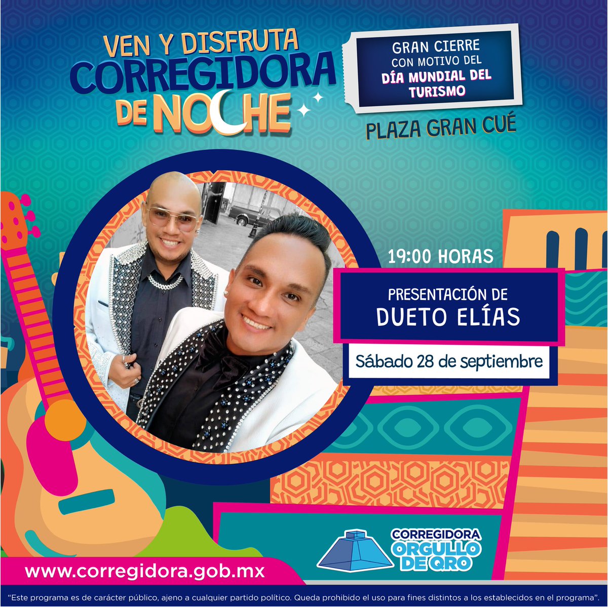 MpioCorregidora's tweet photo. Este fin de semana será el ¡gran cierre! de #CorregidoraDeNoche, las y los invitamos a disfrutar de las actividades que habrá el sábado a partir de las 18:00 horas. #ConoceCorregidora #OrgulloDeQro https://t.co/hdOUp24jlt