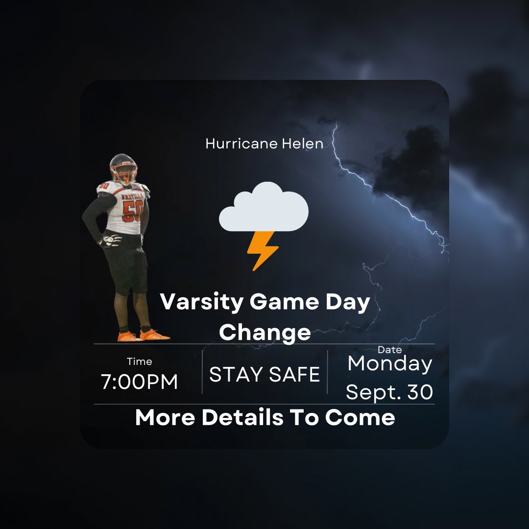 Tonight's game has been moved to Monday night because of the storm. More details will come out soon.