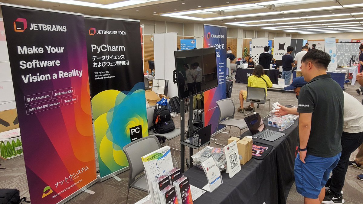 nattosystem's tweet photo. #pyconjp2024 Day2
ご来場の Python 関係者の皆さま、JetBrainsブースでお待ちしております！
@jetbrainsjp
#JetBrains #PyCharm #Datalore #Qodana https://t.co/o7NVe3uZK7