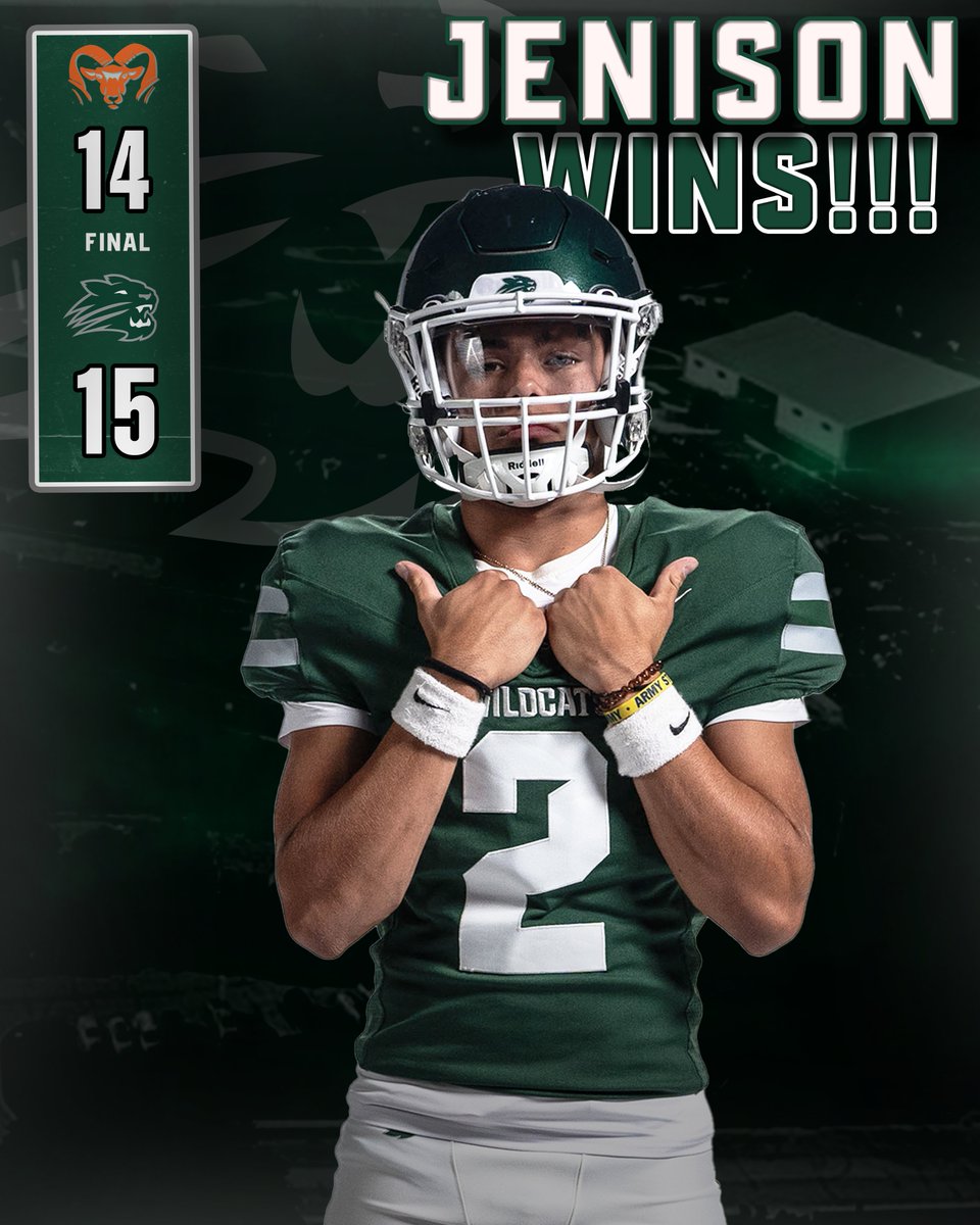 JENISON WINS!!!

The Wildcats shock state-ranked Rockford on the road!!

Schuiteman scored a TD with 17 seconds left, followed by a successful 2pt conversion on a pass from Felgner to Schuiteman!