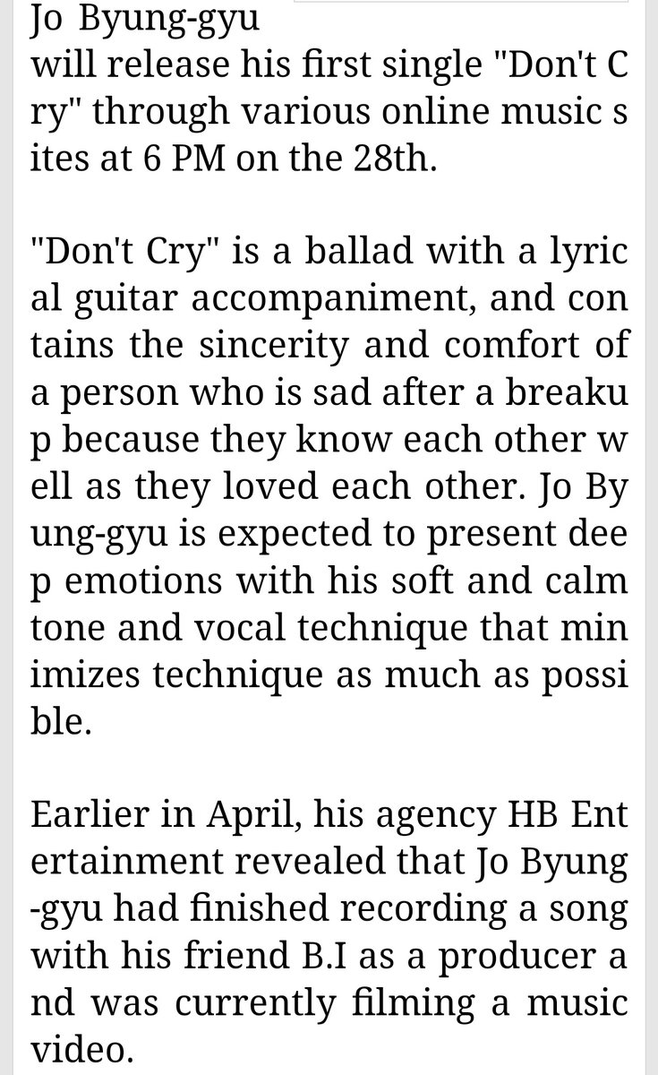 just_an_iKONIC's tweet photo. Jo Byeong kyu 

"Don't Cry" is a ballad with a lyric al guitar accompaniment, and contains the sincerity and comfort of a person who is sad after a breakup because they know each other well as they loved each other.

Producer Hanbin. 

https://t.co/27tnvONPSw https://t.co/07h2Jnq10n