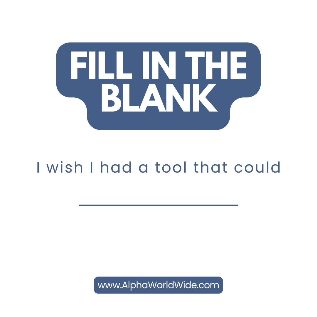 byAlphaWW's tweet image. Tool Wish

I wish I had a tool that could__________.

#ToolWish #EfficientWorking #AlphaWorldWide #AlphaWW