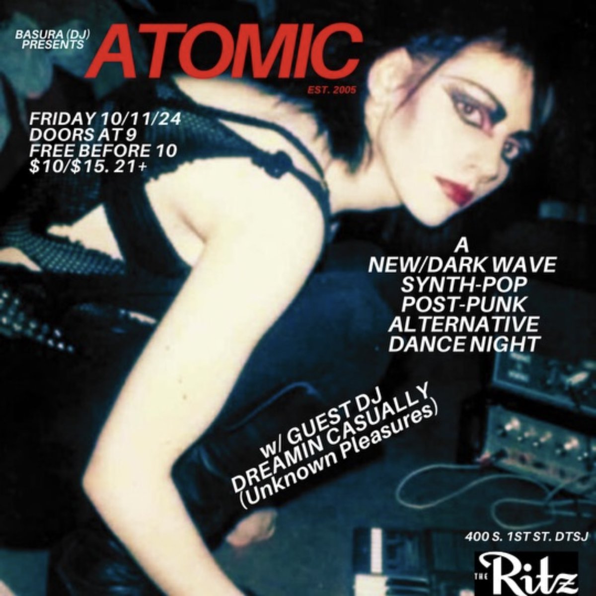 💥 ATOMIC DANCE PARTY 💥

Two weeks away! FREE before 10PM!⁠ Tickets on sale now. 🚀
⁠⁠
Friday // 10.11.24 // 9PM // 21+⁠
🎫 l8r.it/AaDT 🎫⁠
⁠
🏷️ #atomicdanceparty <a href="/djbasura/">Depress Mode</a> #theritzsj #sanjose #dtsj #sofadistrict