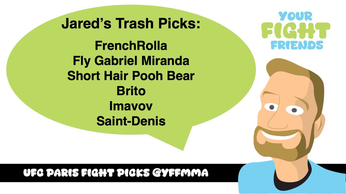 yffmma's tweet photo. Final card of Season 3 &amp; @yffjared has to make up some ground to keep @yff_dj from becoming the Triple C

Season 3 Standings (Last card's record):

DJ: 31-18 (3-2)
Jared: 29-20 (3-2)

#UFCParis #FightPicks #FightFriends https://t.co/ReAfoUOULr