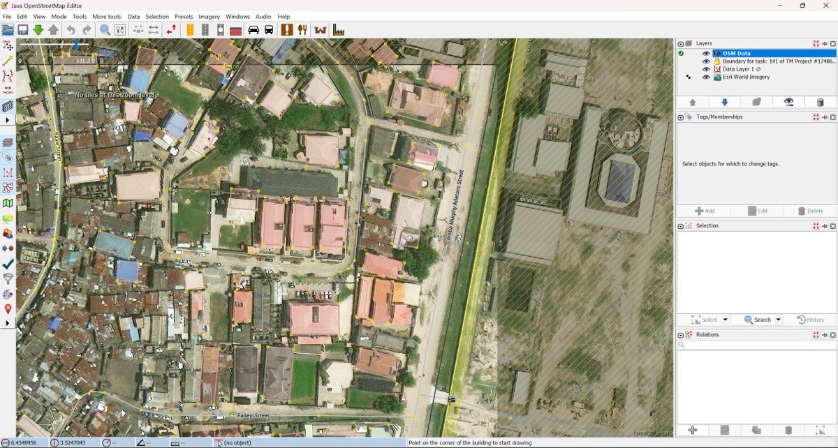 #3daysqgistraining! 📍 Learned flood mapping, OSM, iD Editor, JOSM, and QGIS cartography. Check out my progress editing on JOSM!

Big thanks to @HOTOSM <a href="/AnthoniaAdeola/">Adeola Anthonia Oyetunde</a> <a href="/Geospatiallady/">TheGeospatialLady</a> for their support!

#HOTLegacyProject #GIS #Mapping