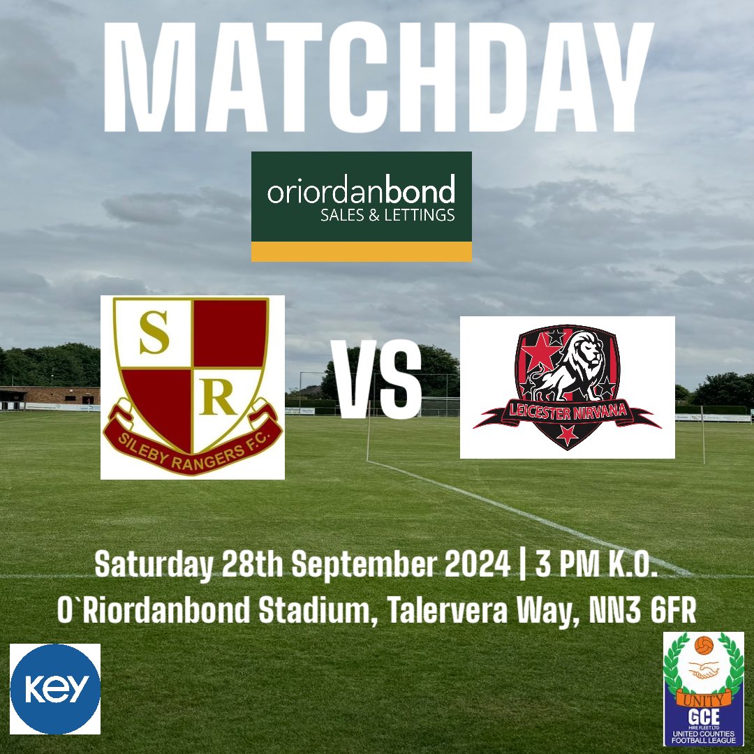 Today we host Leicester Nirvana in the United Counties Premier South Division.

🆚 <a href="/LeicNirvana/">Leicester Nirvana FC</a> 
🗓 Saturday 28th September 2024
⏱ 3PM Kick Off
🏆 <a href="/utdcos/">UCL</a> 
🎟️ Adults-£6 Concessions-£3 
📍 O’Riordanbond Stadium, Talavera Way, Northampton,NN3 6FR