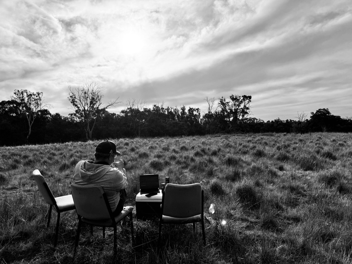 Grand final at the farm, best reception on top of the sand hill.
