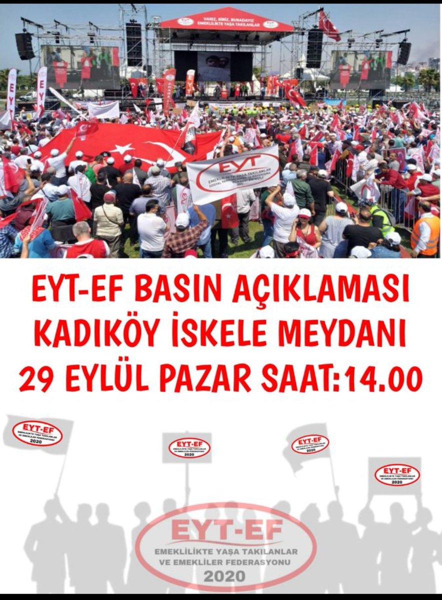 EYT & EF Arzu LASTİKCİ (@arzulastikci) on Twitter photo TAG
👇
#TümMağdurlarKadıköyde
Haydi #Emekli
İnsanca yaşam için,
Haydi #EYT li
5000 Prim ve Kısmi Emeklilik hakkın için,
Haydi #Bağkur lu
Tescil, Prim ve İhya Mağduriyetin için,
Tüm SGK kaynaklı haksızlıklara
DUR ! demek için,
Yarın KADIKÖYdeyiz.
<a href="/RTErdogan/">Recep Tayyip Erdoğan</a> <a href="/isikhanvedat/">Prof. Dr. Vedat Işıkhan</a> TAG
👇
#TümMağdurlarKadıköyde
Haydi #Emekli
İnsanca yaşam için,
Haydi #EYT li
5000 Prim ve Kısmi Emeklilik hakkın için,
Haydi #Bağkur lu
Tescil, Prim ve İhya Mağduriyetin için,
Tüm SGK kaynaklı haksızlıklara
DUR ! demek için,
Yarın KADIKÖYdeyiz.
<a href="/RTErdogan/">Recep Tayyip Erdoğan</a> <a href="/isikhanvedat/">Prof. Dr. Vedat Işıkhan</a>