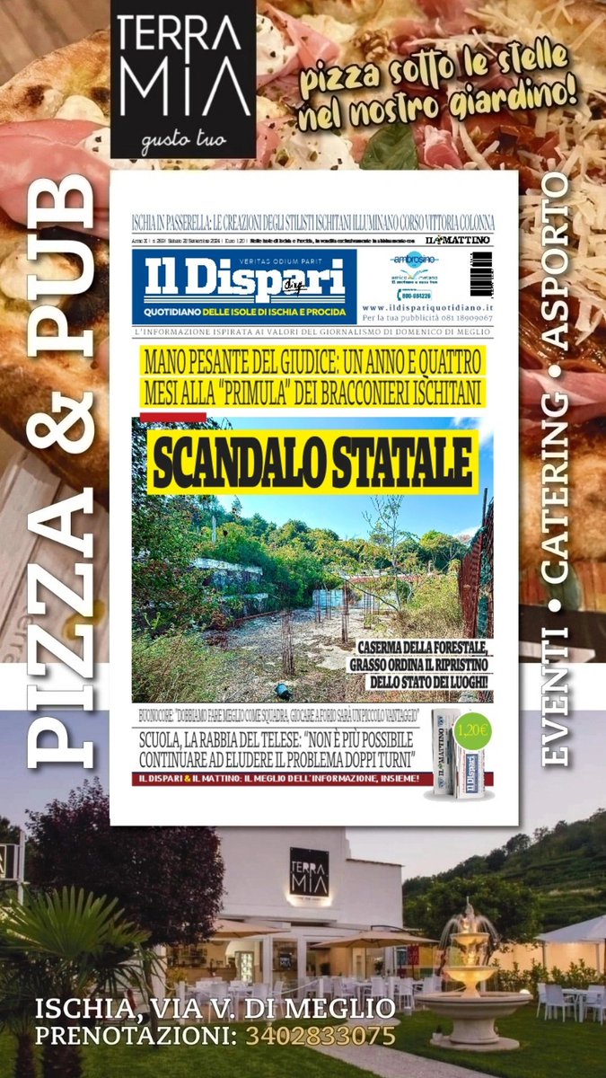 ildisparilive's tweet photo. Edicola. Scandalo statale

Casamicciola, ordinato il ripristino dello stato dei luoghi presso la caserma forestale 

https://t.co/RY1aJF07wT https://t.co/l0uL20qSH0