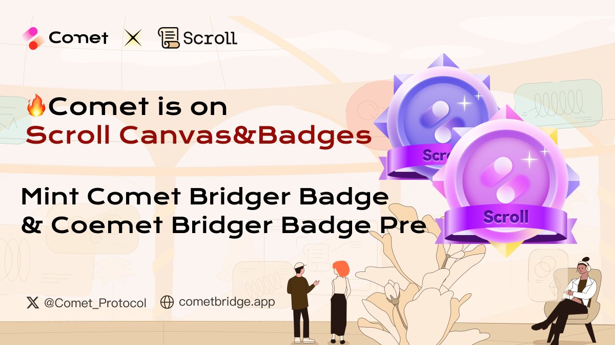 Comet_Protocol's tweet image. ☄️Mint Comet Badges on Scroll Canvas!
Find us on @Scroll_ZKP to collect the badges.
👉scroll.io/canvas-and-bad…
1⃣Comet Bridger Badge: scroll.io/canvas/badge-c…
2⃣Comet Bridger Badge Pre: 
scroll.io/canvas/badge-c…
#Scroll #ScrollCanvas
