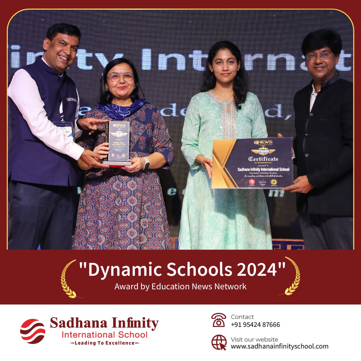 sadhanainfinity's tweet photo. 🌟 Honored to receive the Dynamic Schools 2024 Certificate of Achievement from @EducationNewsnetwork! 🏅 This recognition celebrates our dedication to innovation and holistic education. Grateful to our team, students, and parents for their unwavering support! #SadhanaInfinity https://t.co/K4S7nuM7cD