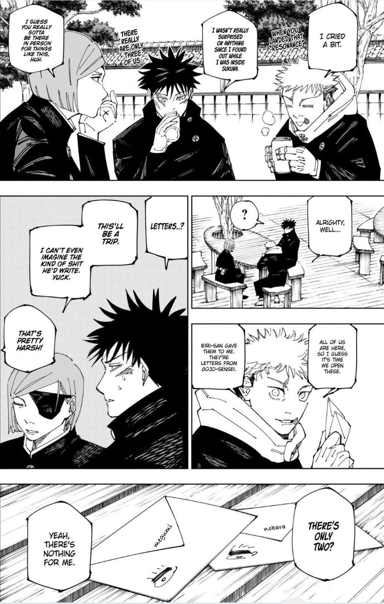 I feel like the reason why Satoru left letters to Megumi and Nobara about their parent's whereabouts is because he don't wanted them to end up like him