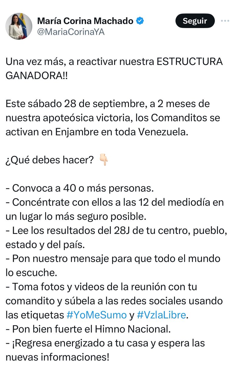 estendenciavzl's tweet photo. "Enjambre" es tendencia por la estrategia de protesta convocada por María Corina Machado para mañana 28 de Septiembre https://t.co/uCfnokGAYC