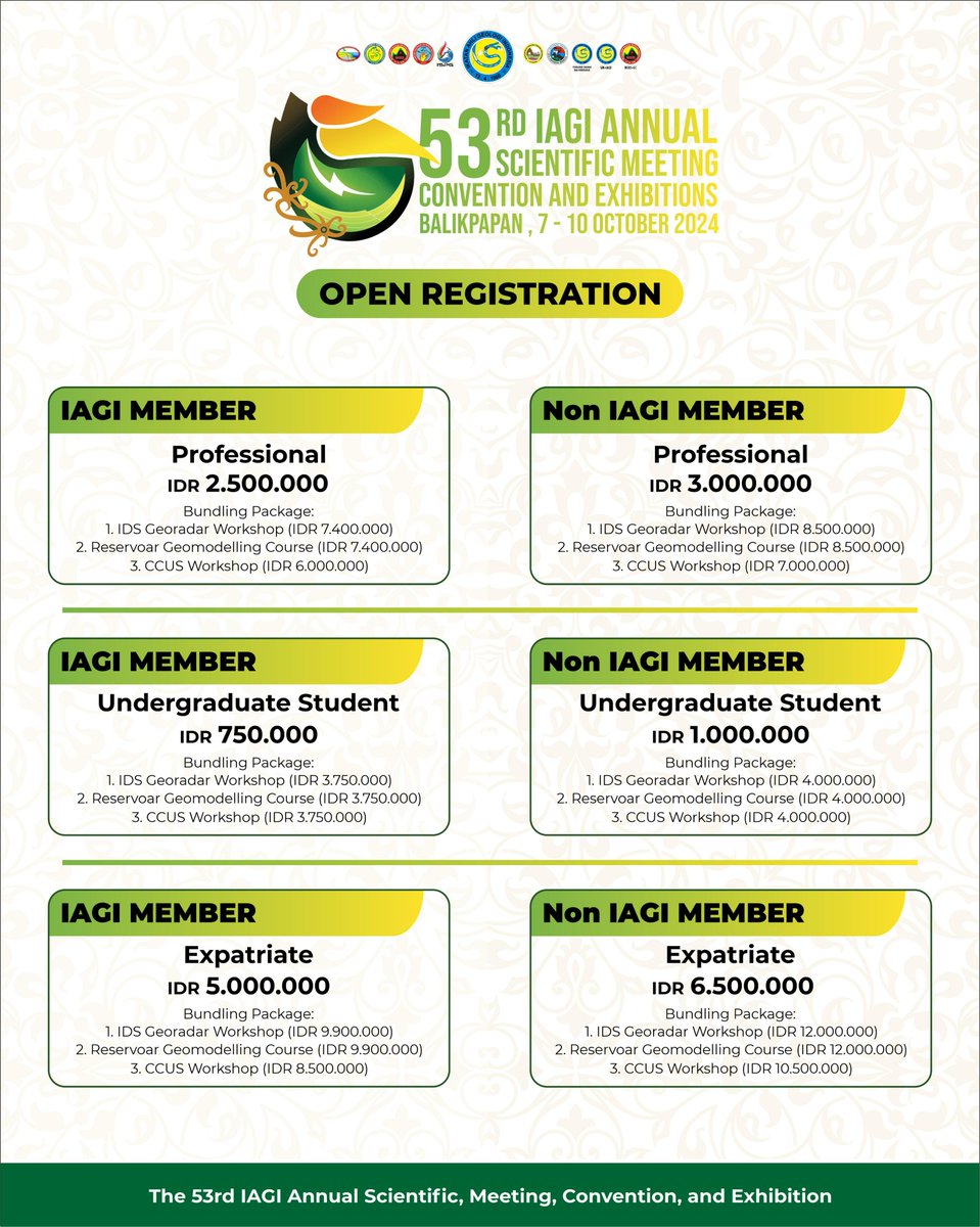 iagi_official's tweet photo. Here's the registration information
#balikpapan #pitiagi2024 #iagi https://t.co/nqkKLwGDTg