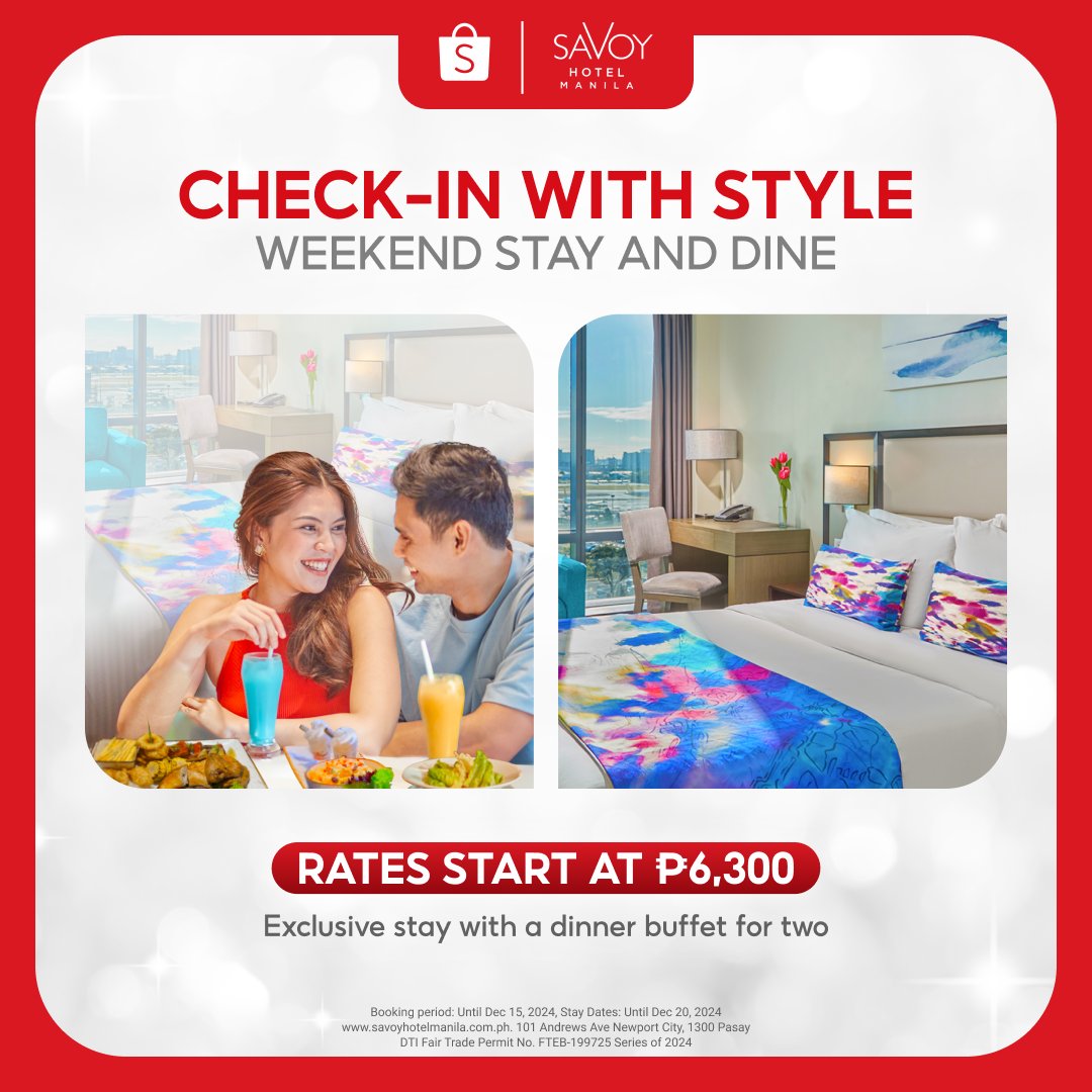 ShopeePH's tweet photo. Nakita niyo na ba ang latest online commercial namin kasama si Queen MMD ๐๐ฝ https://t.co/GO82fGrGMV
Umawra na like the kween you are with your #ShopeeStyles OOTD sa Savoy Hotel Manila ๐ฅ Donโt miss these deals when you visit!
BOOK NOW: https://t.co/FfqActcB3A
T&Cs apply: https://t.co/9hlziuyzGY