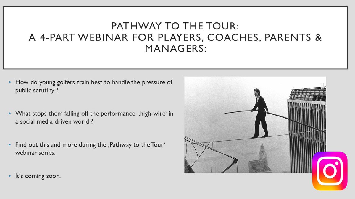 Underperfoming as a junior golfer. Why do so many junior golfers play below their potential during tournament play ?  Maybe there is more to this issue than meets they eye ? 
Find out more on the 'Pathway to the Tour' webinar series. It's coming soon.