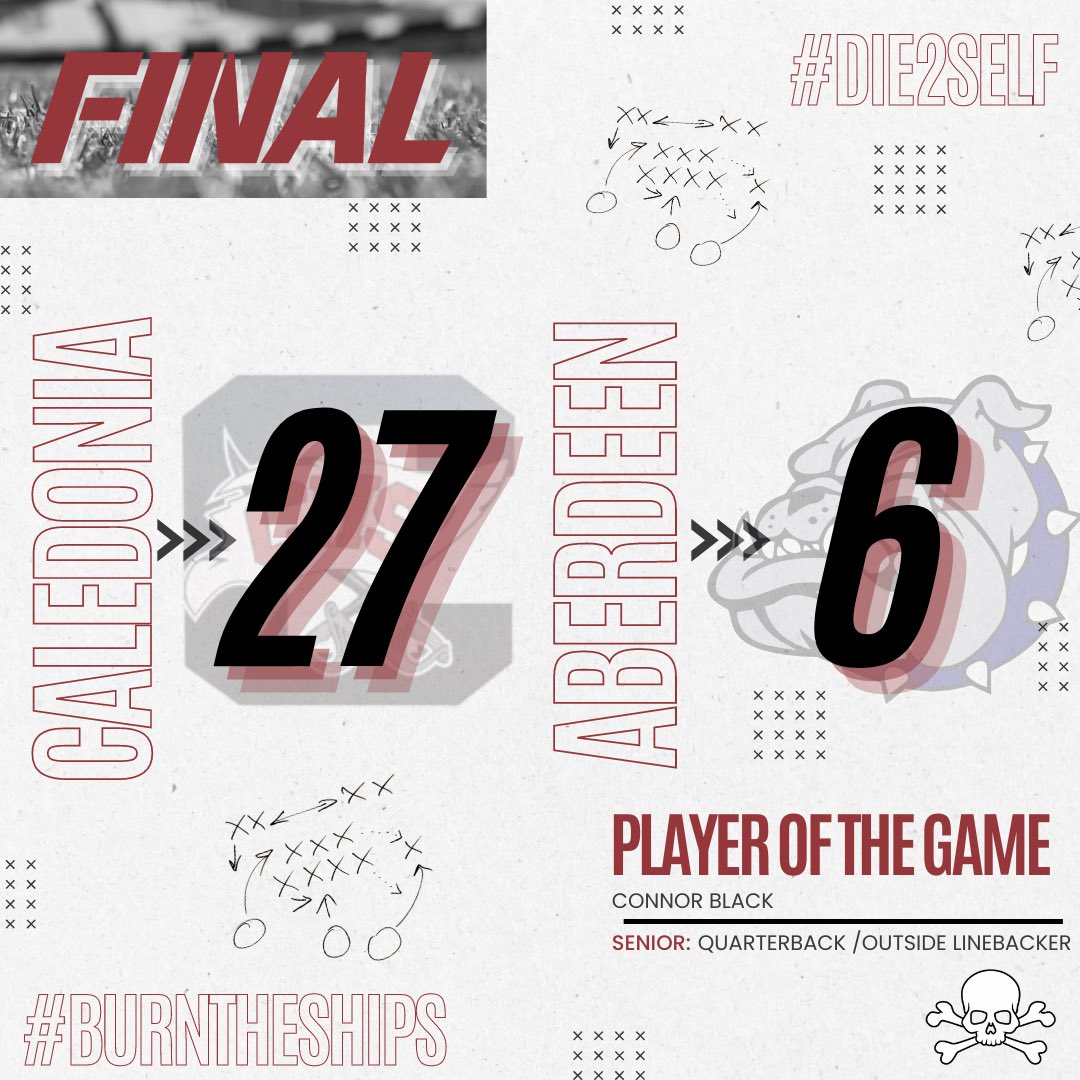CalHSFootball's tweet image. FINAL:
Caledonia- 27
Aberdeen- 6

Cavs start district play next Friday as they return home for Senior Night against Kosciusko. 

#BURNTHESHIPS 
#Die2Self
