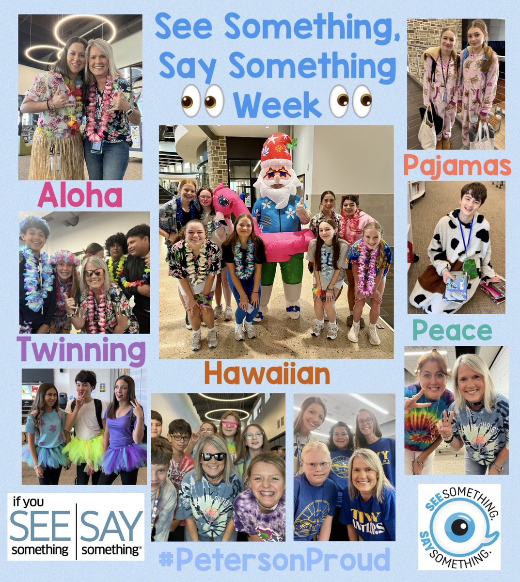 sunshinescardi's tweet photo. 👀“See Something, Say Something” Week👀 @HPetersonMS Raising Awareness for School Safety!🚨#PetersonProud #TogetherWeCan #SeeSayDay #RecognizeTheSigns #KISDinspires https://t.co/HCzUA70uiy