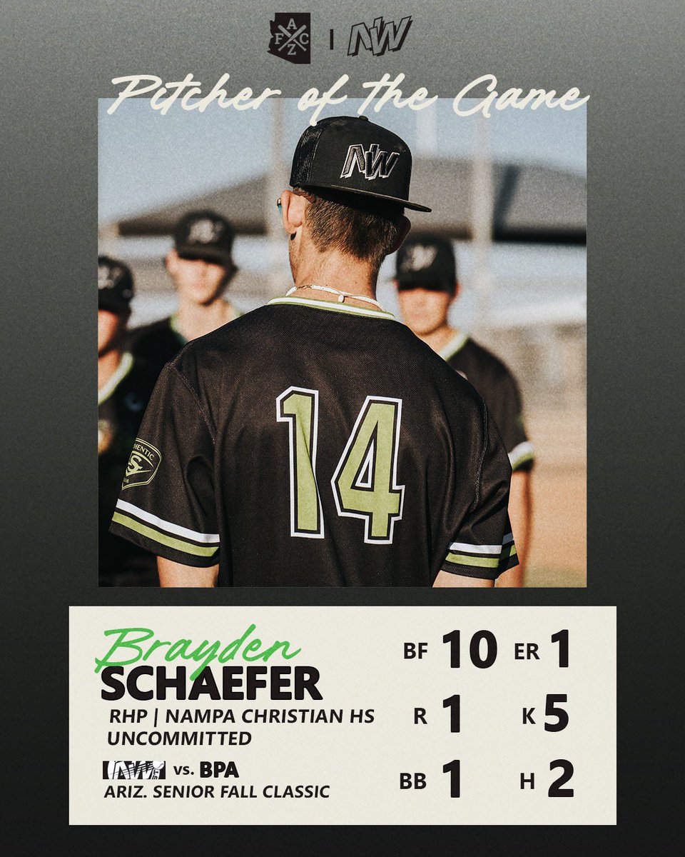 The game 2️⃣ stars for BBNW Black at today’s Senior <a href="/azfallclassic/">AZ Fall Classic</a>! ⚾️

#RepTheNW