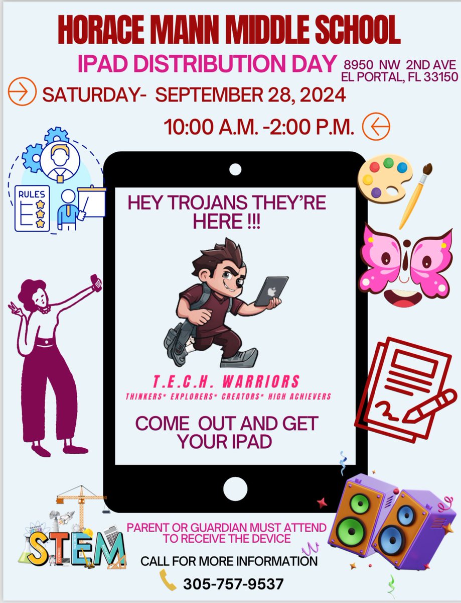 KRStokes16's tweet photo. 🔈Join @HoraceMannmdcps for an exciting iPad Distribution event!📱We've got food trucks, face painting, a DJ &amp; more‼️ You don't want to miss it—fun for the whole family! 🎶🍔   
#FamilyFun #AppleTeachers @dpvils @AppleEDU @MDCPSSTEAM @NestorEMarcia @CTEMiami @MDCPSCentral https://t.co/03TMBfbPGo