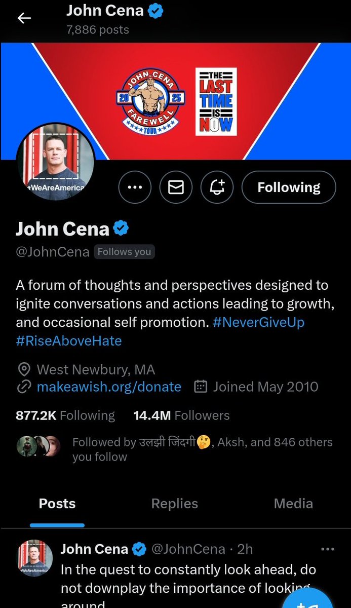 आज तो wwe सुपरस्टार और हॉलीवुड एक्टर <a href="/JohnCena/">John Cena</a>  की तरफ़ से फॉलो बैक आया है 🙏
Thankyu  John brother 😍