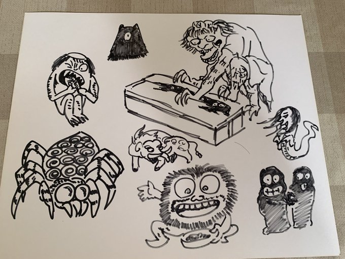 本日姪ちゃんに頼まれて描いた妖怪
全部わかったら妖怪博士だゾ 