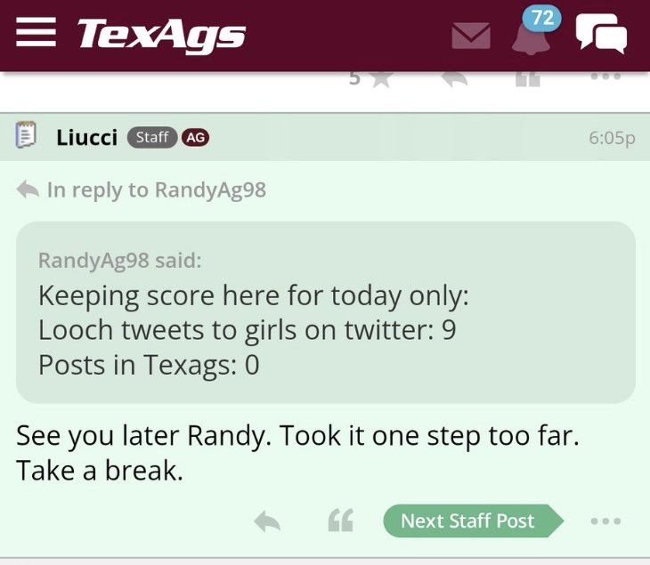 EP__Tex's tweet photo. @billyliucci @TexasEx10 And you should take a break from tweeting girls on twitter.  Would probably free up a lot of time to post on TexAgs.  

#FreeRandy https://t.co/Dd1fCOmNdP