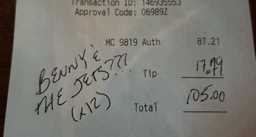 I got out of work early tonight but was still connected to the Spotify playlist so I put on Benny and the Jets for 2 hours straight. My coworkers hate me in this moment.