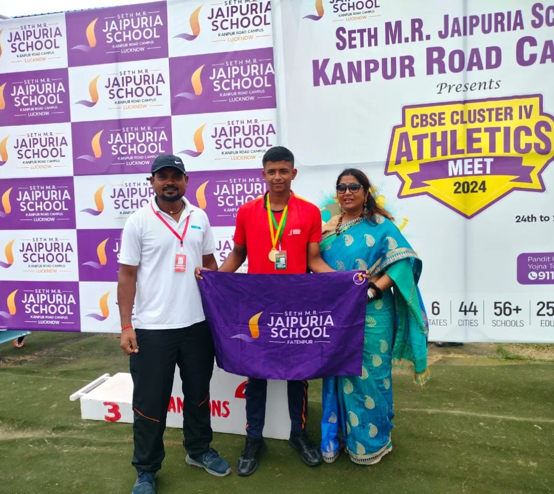jaipuria_ftp's tweet photo. We are thrilled to announce that Student of *Seth M.R. Jaipuria School 🏫, Fatehpur (Malwan Campus)* has won 2 medals in *CBSE Games cluster IV athletes  meet held at Seth M.R. Jaipuria school, kanpur Road campus, Lucknow.* 

One gold medal 🏅 in javelin throw and One bronze https://t.co/pDEQlafo9i