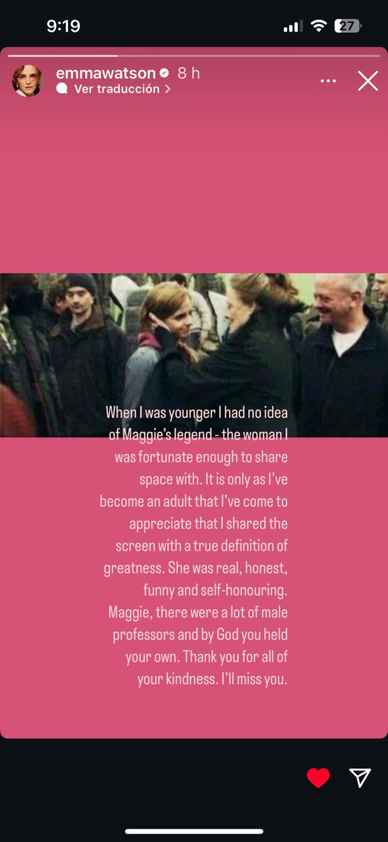 Goldilocks1013's tweet photo. 😢 #EmmaWatson , #RupertGrint #TomFelton &amp; #RobinWright  se despiden cariñosamente en sus cuentas de IG 📸 de su profesora #MinervaMcGonagall 🧙‍♀️
❤️‍🩹Todo el mundo #potterhead tiene el corazón roto 👇‼️

#RIPDameMaggieSmith #MaggieSmithRIP https://t.co/qhy2PnT1uM