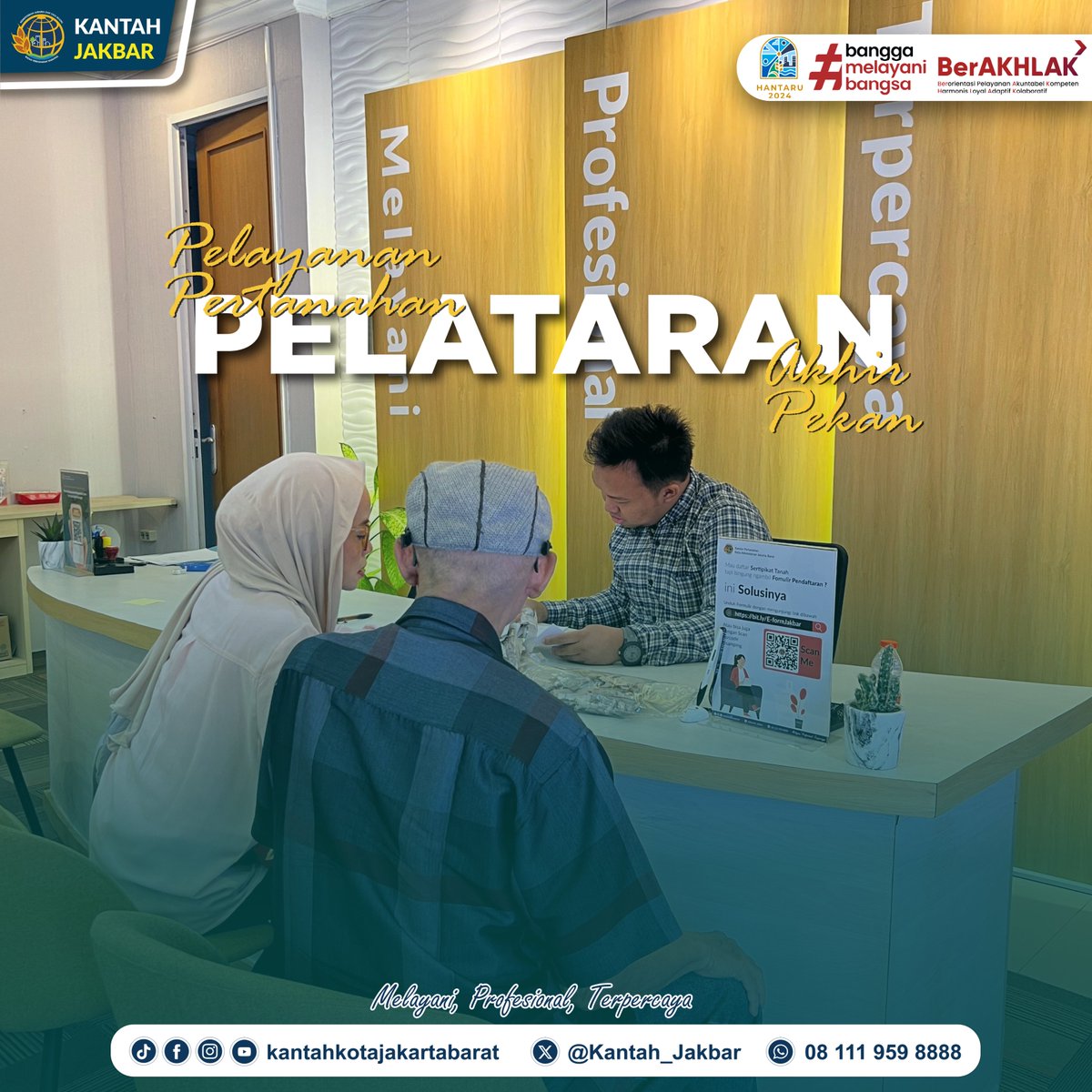 Kantah_Jakbar's tweet photo. Halo #SobATRBPN, Kantor Pertanahan Kota Administrasi Jakarta Barat membuka layanan PELATARAN (Pelayanan Pertanahan Akhir Pekan) yang dibuka mulai pukul: 08.00-12.00 WIB.

Pelataran ini khusus untuk pemohon langsung/non kuasa yah sobb. Yukk urus sertipikatmu sendiri. https://t.co/G8nSHsvzBX