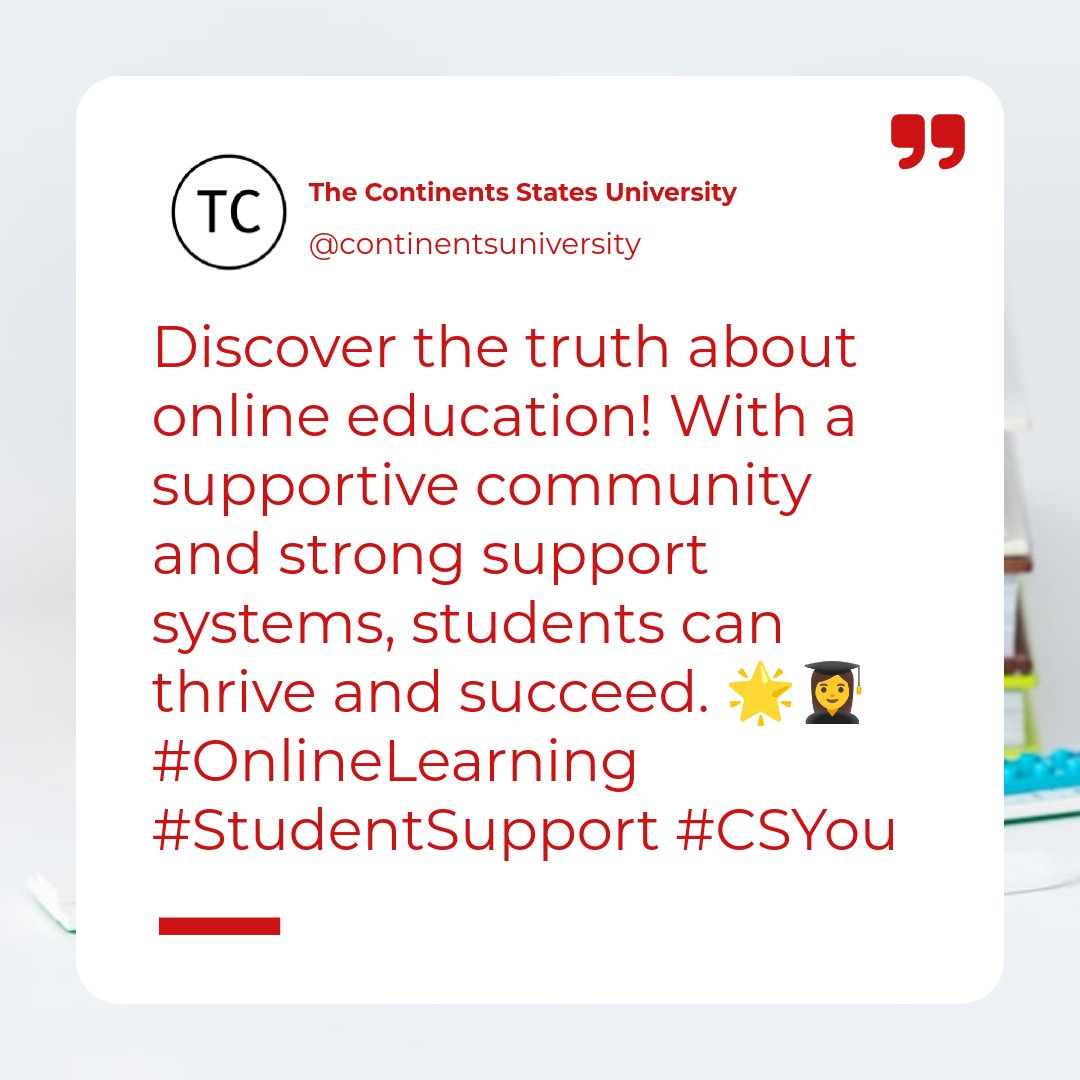 mycontinents's tweet image. Hot take: Everyone is wrong about online education! 

Everyone says it's isolating, but I believe a supportive community and strong support systems are crucial for student success. 

🌟👩‍🎓 #OnlineLearning #StudentSupport
#CSYou