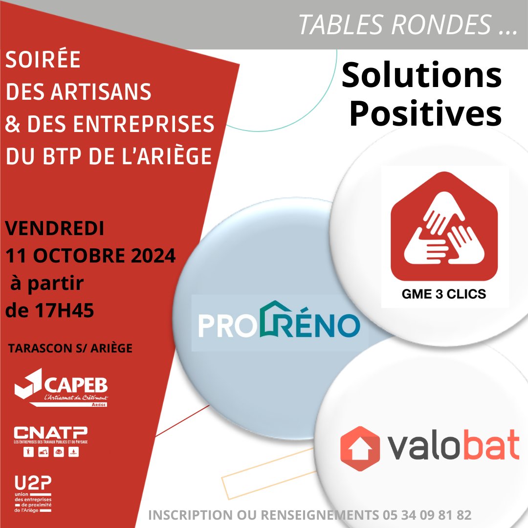 CapebCnatp09's tweet photo. I EVENEMENT I
📅 Rendez-vous vendredi 11 octobre 2024: l'AG CAPEB CNATP09.
Au programme: 
📌 Partie Statutaire
📌Tables Rondes "Solutions Positives"
📌Soirée du BTP
Information &amp; inscriptions 📞 05.34.09.81.82
programme complet &amp; inscription: 
https://t.co/HFqm8rq9NQ https://t.co/YH6dC8Vvkv