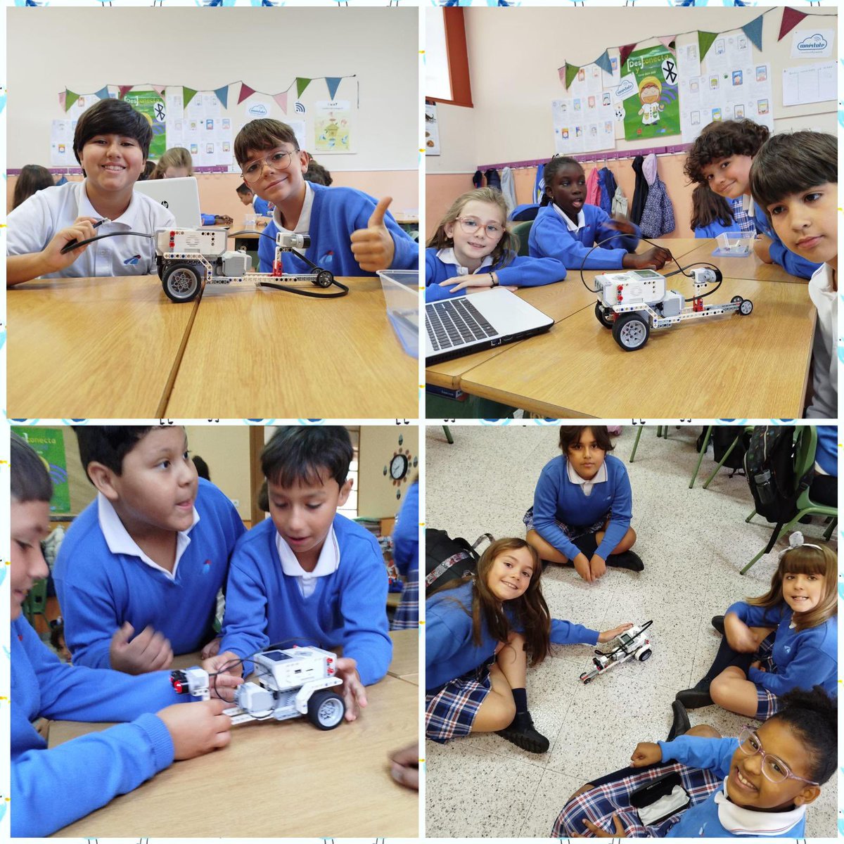 colsanvicente's tweet image. ¡Qué divertido es trabajar en equipo🫂 y ver que juntos somos capaces de crear cosas maravillosas 🤖!Gracias a las monitoras de @Robotix_educa por visitarnos un año más😊