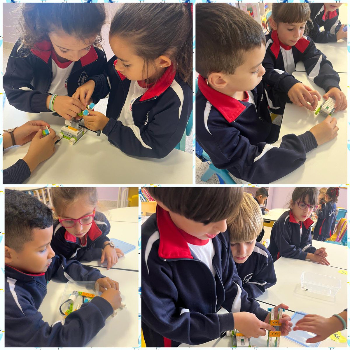 colsanvicente's tweet image. ¡Qué divertido es trabajar en equipo🫂 y ver que juntos somos capaces de crear cosas maravillosas 🤖!Gracias a las monitoras de @Robotix_educa por visitarnos un año más😊