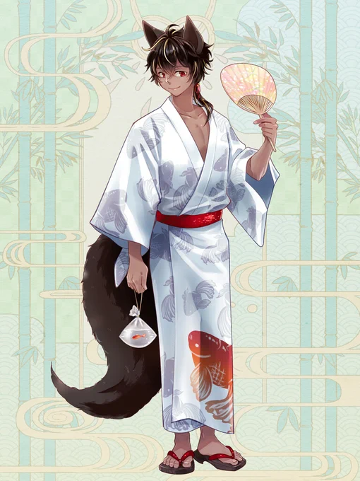 TW7→浴衣コン納品しました。発注ありがとうございます。今回第六はなし完成した後に指示読み間違えてる事に気付いて慌てて前髪あげたりする#チェインパラドクス(C)仮名ゆたか/#トミーウォーカー 