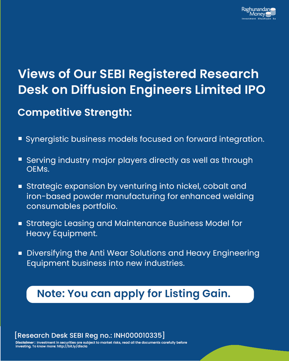 rmoneybroking's tweet image. Apply for Diffusion Engineers Limited IPO via RMoney Quick App: youtube.com/watch?v=VZkMFA…

Dis.: bit.ly/discla

 #DiffusionEngineersLtd  #DiffusionEngineersLimitedipo
#DiffusionEngineersipo #DiffusionEngineersipo #IPO #upcomingipo2024 #upcomingipo #rmoney